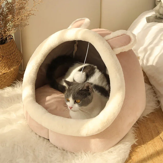 CloudNest™ — Cotton Cat Bed with Ear Design